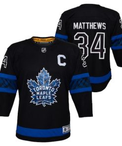 Alternative view of Auston Matthews Toronto Maple Leafs Youth Alternate Premier Player Jersey - Black/Blue