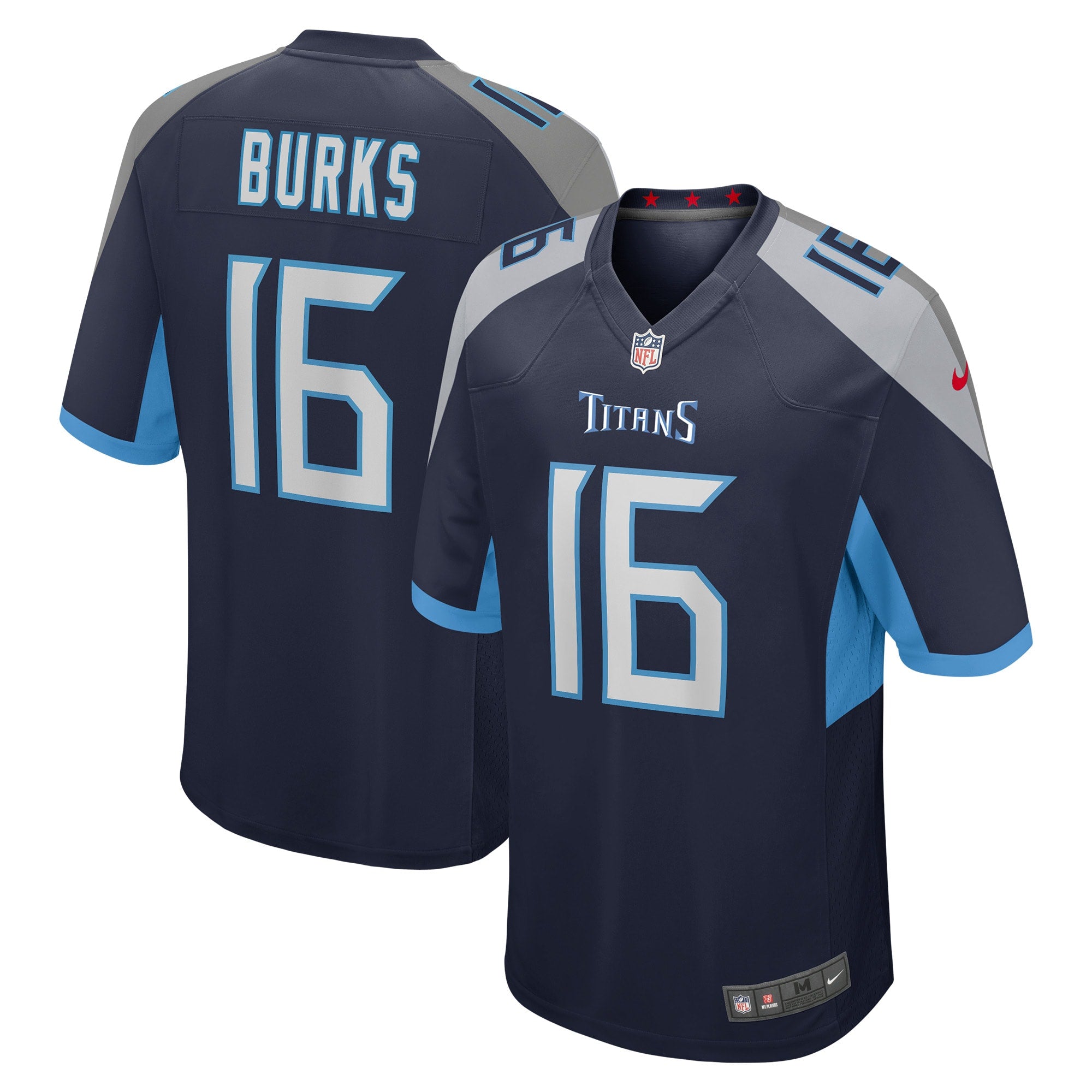 Treylon Burks Tennessee Titans Nike Oilers Throwback Alternate Game Player Jersey - Light Blue/Navy - Image 6