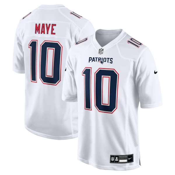 Drake Maye New England Patriots Nike Game Jersey - Tundra White/Black - Image 2