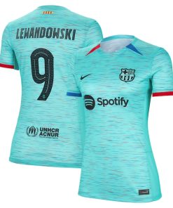 Robert Lewandowski Barcelona Nike Women's 2023/24 Third Replica Jersey - Aqua