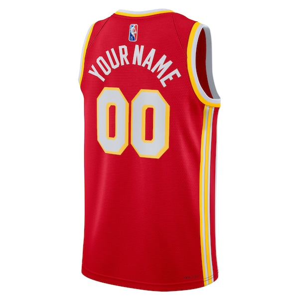Atlanta Hawks Nike 2021/22 Diamond Swingman Custom Jersey - Icon Edition - Red - Image 3