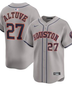 Alternative view of Jose Altuve Houston Astros Nike Road Limited Player Jersey - Gray/Orange/White