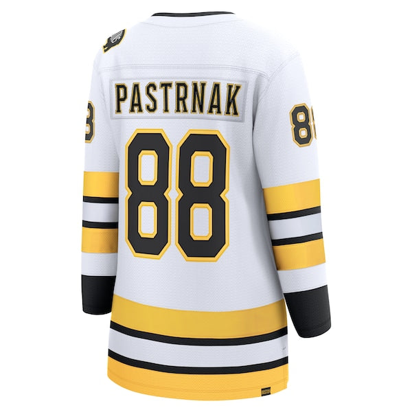 David Pastrnak Boston Bruins Women's Away Breakaway Player Jersey - White/Black - Image 4
