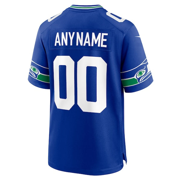 Seattle Seahawks Nike 50th Season Throwback Custom Game Jersey - Royal/College Navy - Image 4