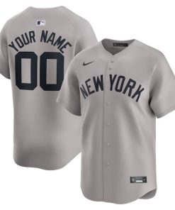 New York Yankees Nike Away Limited Custom Jersey - Gray