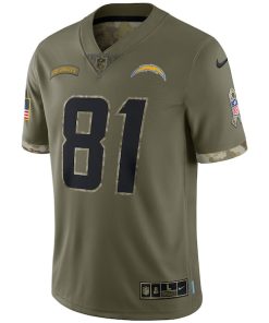 Alternative view of Mike Williams Los Angeles Chargers Nike 2022 Salute To Service Limited Jersey - Olive