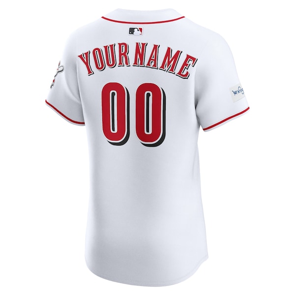 Cincinnati Reds Nike Home Elite Sponsor Patch Custom Jersey - White - Image 3