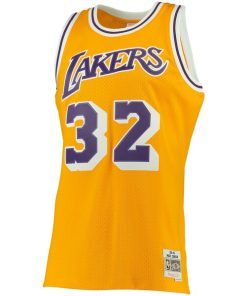 Alternative view of Magic Johnson Los Angeles Lakers 1984/85 Big & Tall Hardwood Classics Swingman Jersey - Gold