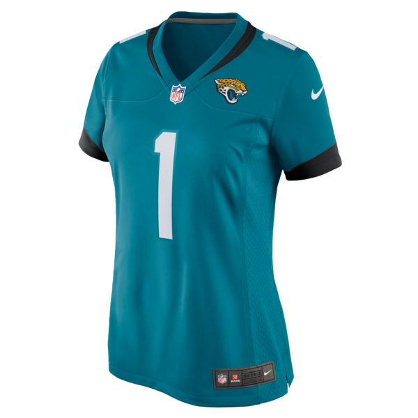 Number 1 Bride Jacksonville Jaguars Nike Women's Game Jersey - Teal - Image 2