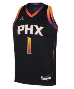 Alternative view of Devin Booker Phoenix Suns Jordan Brand Youth Swingman Jersey - Statement Edition - Black