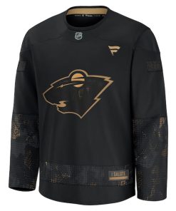 Alternative view of Minnesota Wild  2024 Military Appreciation Practice Jersey - Black