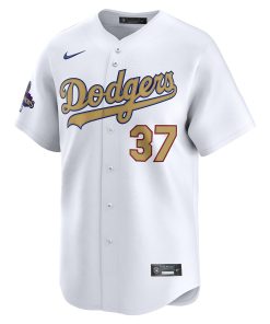 Alternative view of Teoscar Hernandez Los Angeles Dodgers Nike 2025 Gold World Series Champions Limited Jersey - White