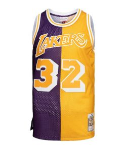 Alternative view of Magic Johnson Los Angeles Lakers Big & Tall Hardwood Classics 1984/85 Split Swingman Jersey - Purple/Gold