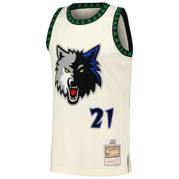 Kevin Garnett Minnesota Timberwolves Chainstitch Swingman Jersey - Cream - Image 2