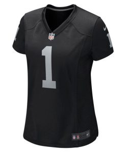 Alternative view of Number 1 Mom Las Vegas Raiders Nike Women's Game Jersey - Black