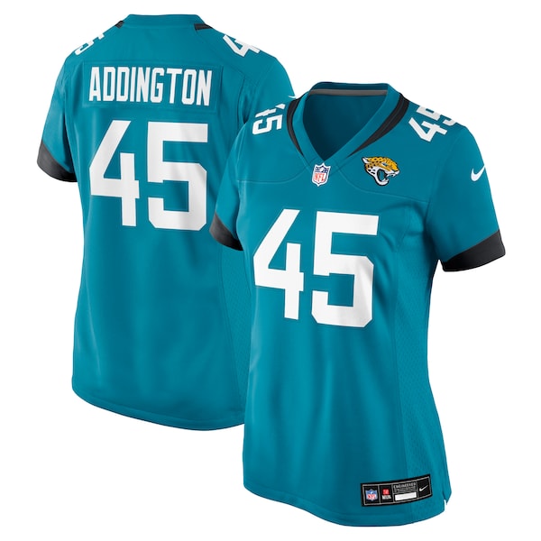 Tucker Addington Jacksonville Jaguars Nike Women's Team Game Jersey - Teal