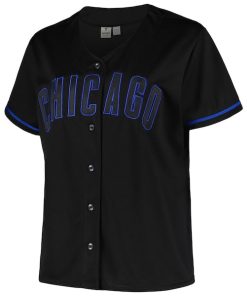 Alternative view of Chicago Cubs Profile Women's Plus Size Pop Fashion Jersey - Black