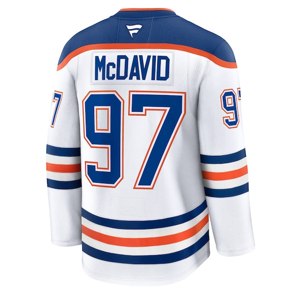 Connor McDavid Edmonton Oilers Away Premium Jersey - White/Royal - Image 4