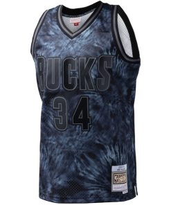 Alternative view of Ray Allen Milwaukee Bucks Hardwood Classics 1996/97 Tie-Dye Swingman Jersey - Black