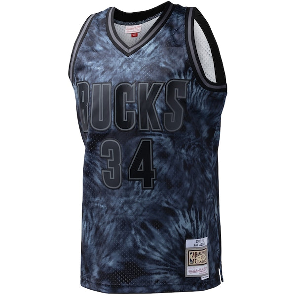 Ray Allen Milwaukee Bucks Hardwood Classics 1996/97 Tie-Dye Swingman Jersey - Black - Image 2