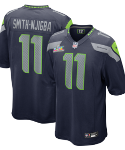 Men's Seattle Seahawks Jaxon Smith-Njigba Nike College Navy Super Bowl LX Patch Game Jersey