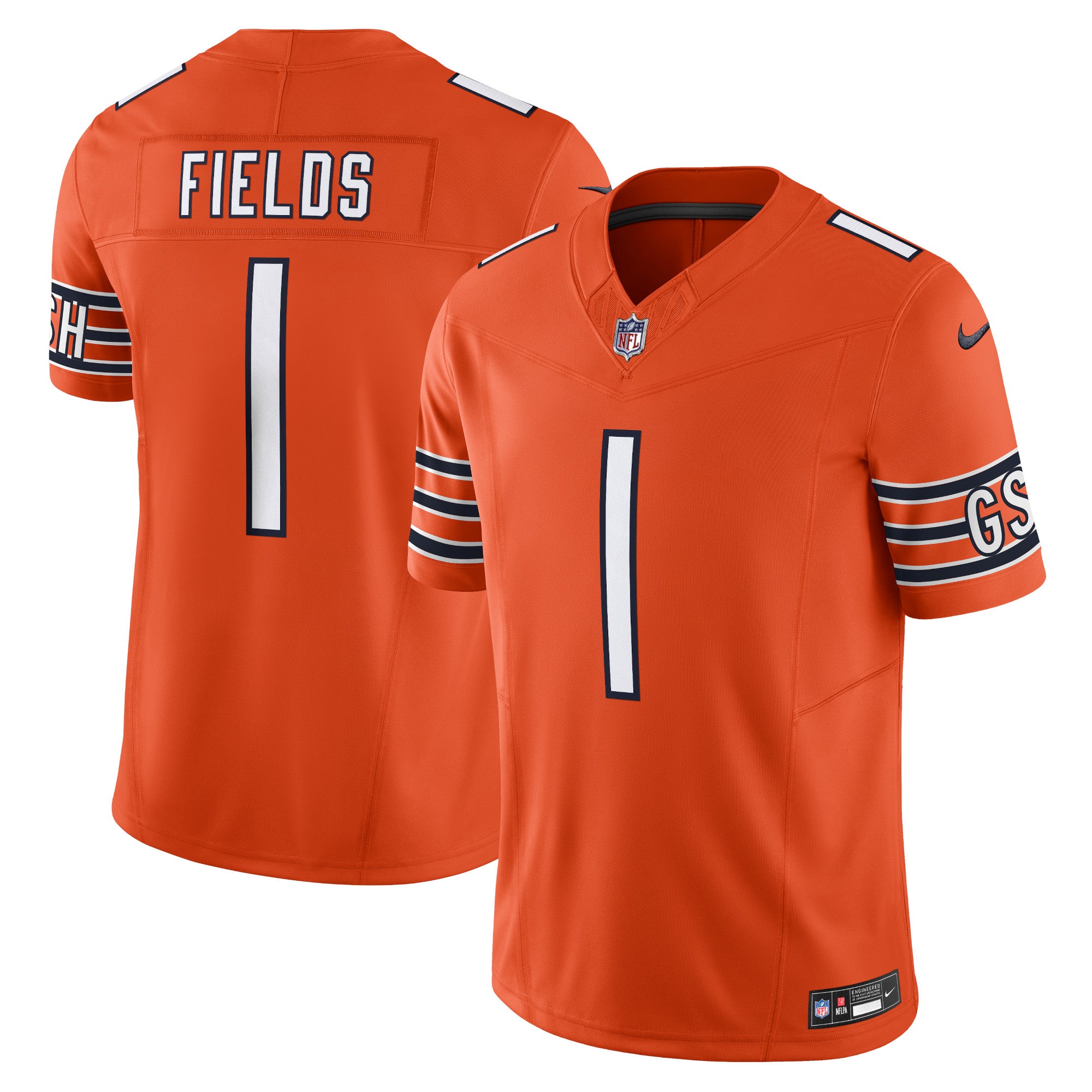 Justin Fields Chicago Bears Nike Vapor F.U.S.E. Limited Jersey - White/Navy/Orange - Image 8