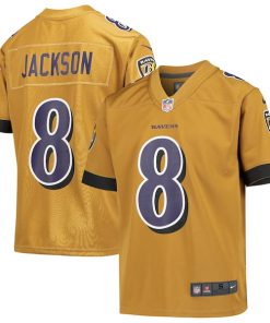 Lamar Jackson Baltimore Ravens Nike Youth Inverted Game Jersey - Gold