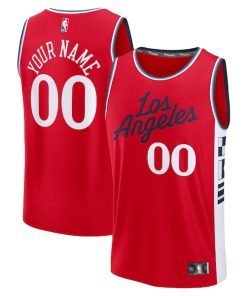 Alternative view of LA Clippers  Fast Break Custom Jersey - Statement Edition - Red/White/Navy