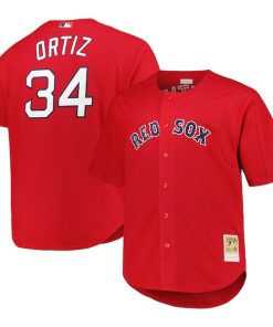 David Ortiz Boston Red Sox Big & Tall Cooperstown Collection Batting Practice Replica Jersey - Red