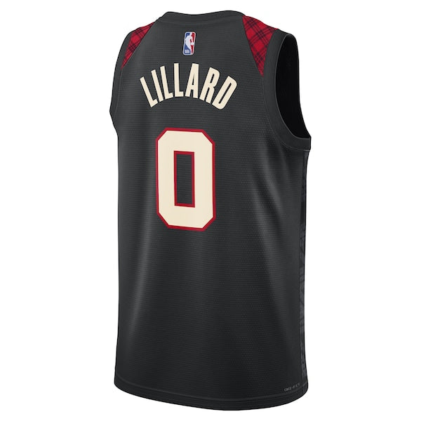 Damian Lillard Portland Trail Blazers Nike Unisex 2023/24 Swingman Jersey - Black - City Edition - Image 3