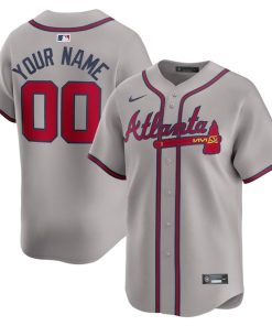 Atlanta Braves Nike Away Limited Custom Jersey - Gray