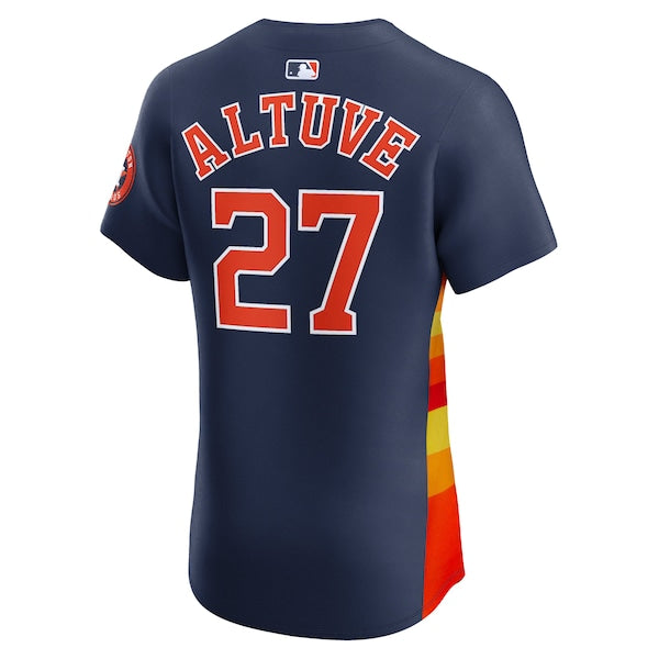 Jose Altuve Houston Astros Nike Alternate 2 Elite Player Jersey - Navy/Orange - Image 4