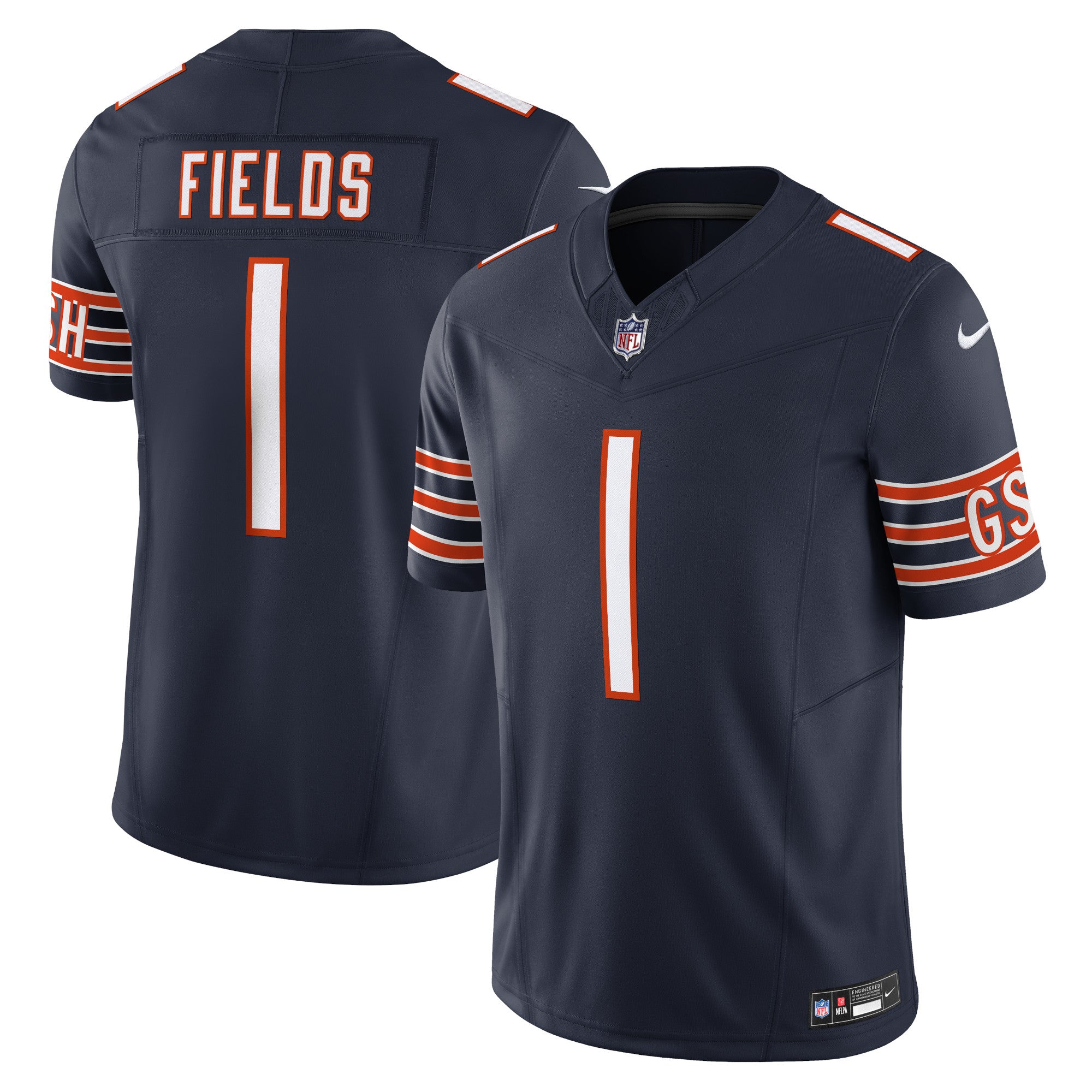 Justin Fields Chicago Bears Nike Vapor F.U.S.E. Limited Jersey - White/Navy/Orange - Image 7