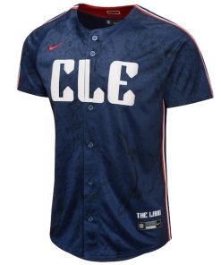 Alternative view of Andres Gimenez Cleveland Guardians Nike Youth 2024 City Connect Limited Jersey - Navy