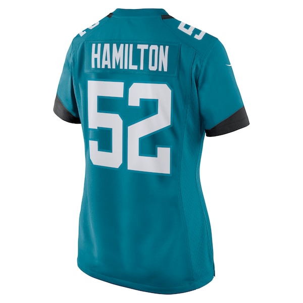 DaVon Hamilton Jacksonville Jaguars Nike Women's Game Jersey - Teal/Black - Image 4