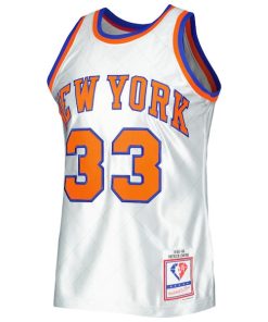 Alternative view of Patrick Ewing New York Knicks 1985/86 Hardwood Classics 75th Anniversary Swingman Jersey - Platinum