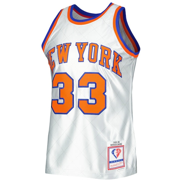 Patrick Ewing New York Knicks 1985/86 Hardwood Classics 75th Anniversary Swingman Jersey - Platinum - Image 2