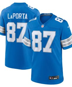 Alternative view of Sam LaPorta Detroit Lions Nike White Game Jersey -  White/Black/Blue