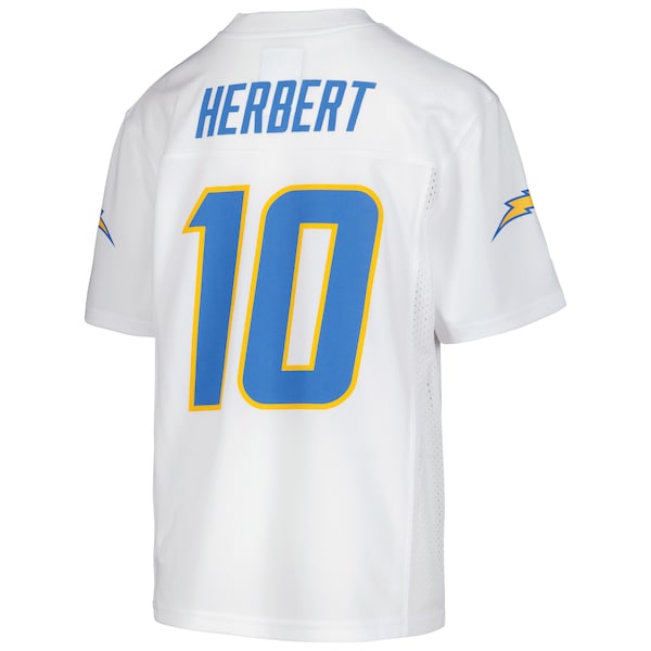 Justin Herbert Los Angeles Chargers Youth Replica Player Jersey - White/Powder Blue - Image 4