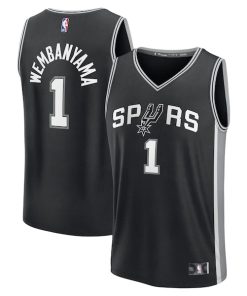 Alternative view of Victor Wembanyama San Antonio Spurs  Youth Fast Break Replica Player Jersey - Icon Edition - Black/White