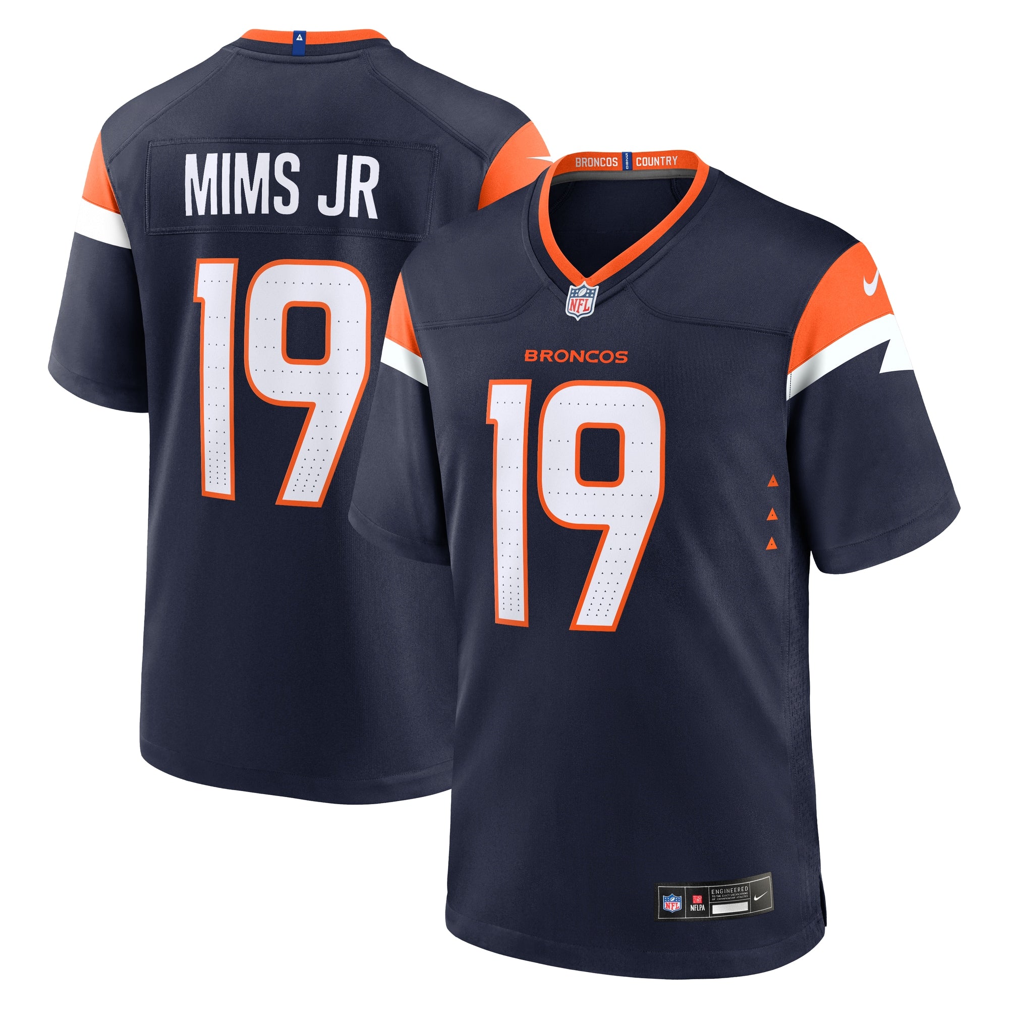 Marvin Mims Jr Denver Broncos Nike Team Game Jersey - Orange/White/Navy - Image 9