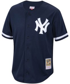 Alternative view of Reggie Jackson New York Yankees Cooperstown Collection Mesh Batting Practice Button-Up Jersey - Navy