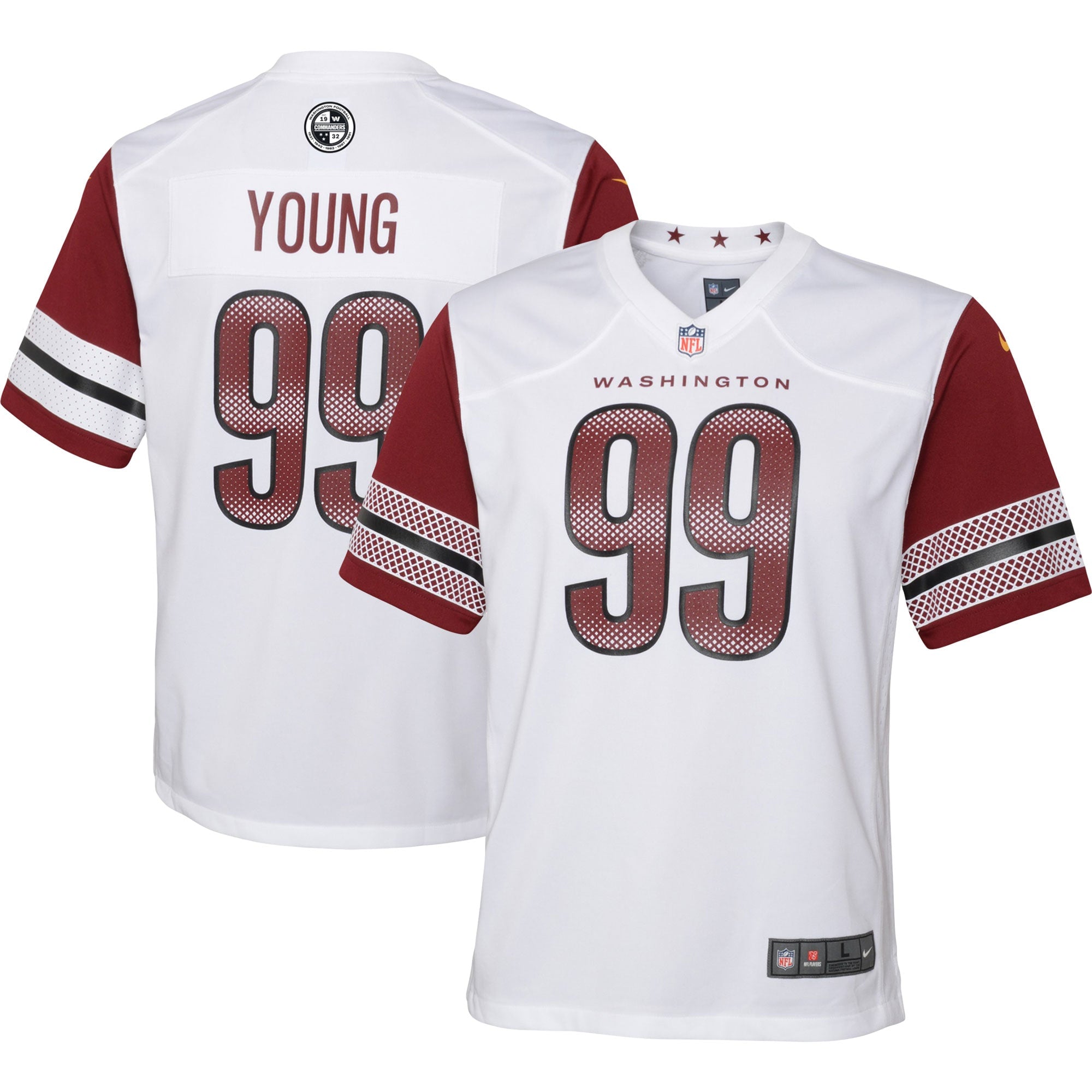 Chase Young Washington Commanders Nike Youth Game Jersey - Burgundy/Black/White - Image 7
