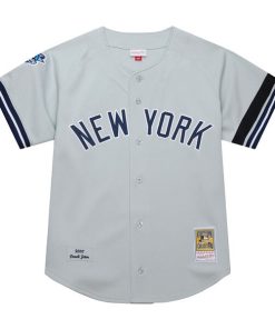 Alternative view of Derek Jeter New York Yankees  Cooperstown Collection 2000 World Series Authentic Jersey - Gray