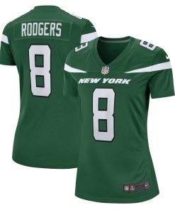 Alternative view of Aaron Rodgers New York Jets Nike Women's Player Jersey - White/Black/Green