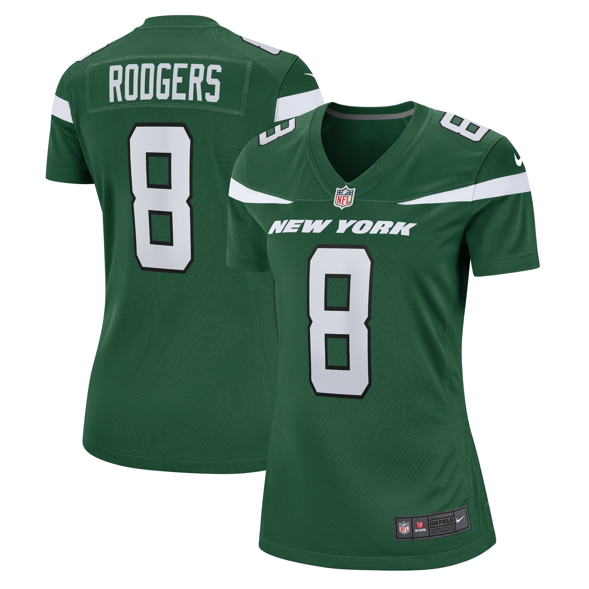 Aaron Rodgers New York Jets Nike Women's Player Jersey - White/Black/Green - Image 2