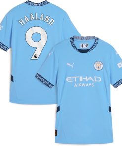 Erling Haaland Manchester City Puma Women's 2024/25 Home Replica Player Jersey - Light Blue