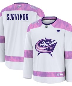 Columbus Blue Jackets  Hockey Fights Cancer Practice Jersey - White