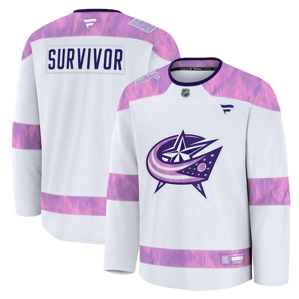 Columbus Blue Jackets Hockey Fights Cancer Practice Jersey - White