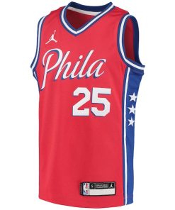 Alternative view of Ben Simmons Philadelphia 76ers Jordan Brand Youth 2020/21 Swingman Player Jersey - Statement Edition - Red